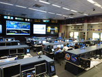 Blick in den ‚Mission Control Room‘ am Johnson-Space-Center der NASA in Houston. Von hier werden alle bemannten Raumflüge der NASA gesteuert und kontrolliert. 