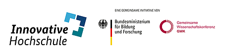 Logo von "innovative Hochschule", vom BMBF und vom GWK