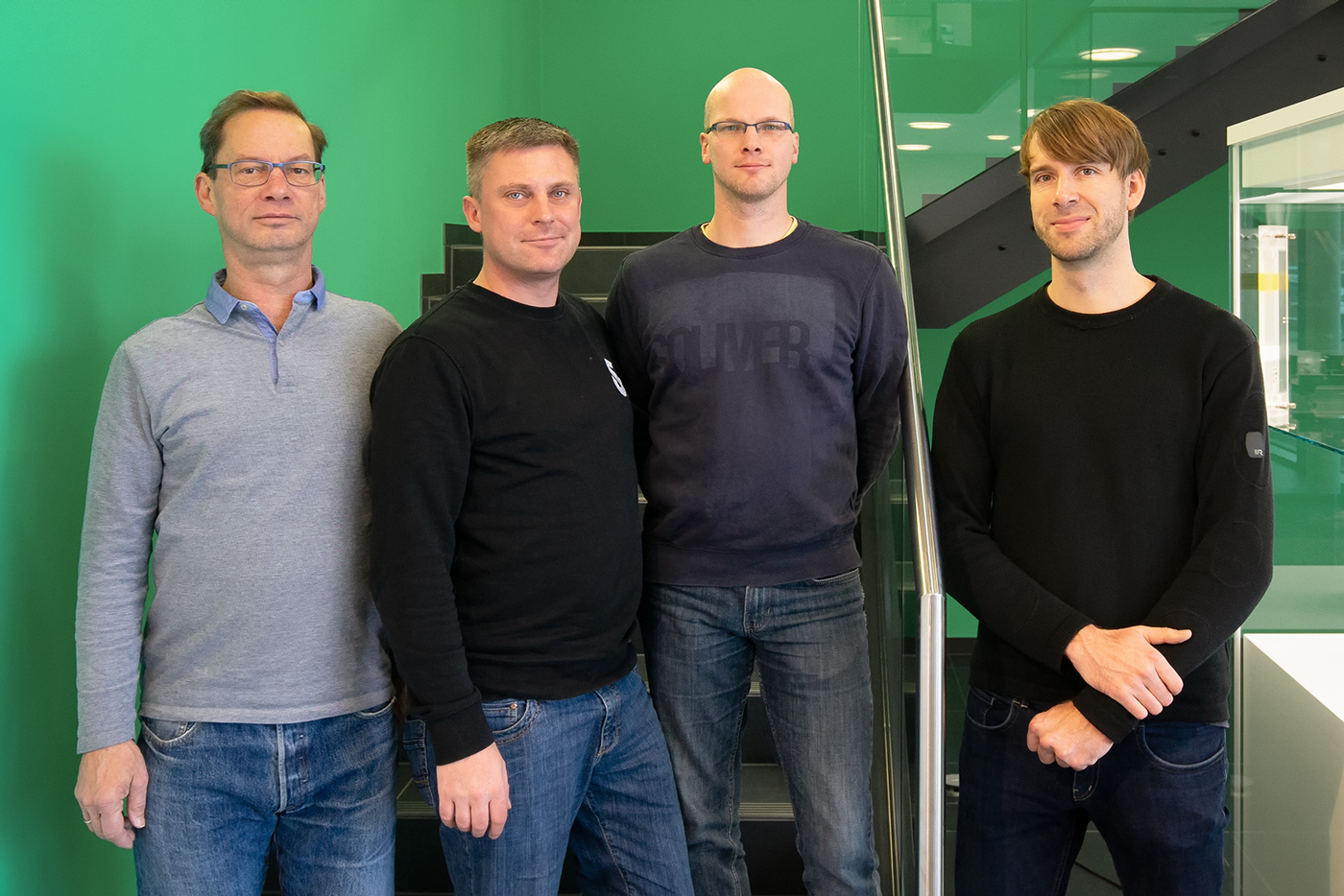 Team ProTACt - v.l.n.r.: Prof. Dr. Steffen Weißmantel (wissenschaftl. Mentor), Hagen Grüttner, David Haldan, Johannes Maus