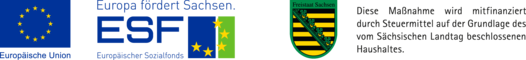Logos der Europäischen Union, des Europäischen Sozialfonds, des Freistaates Sachsen